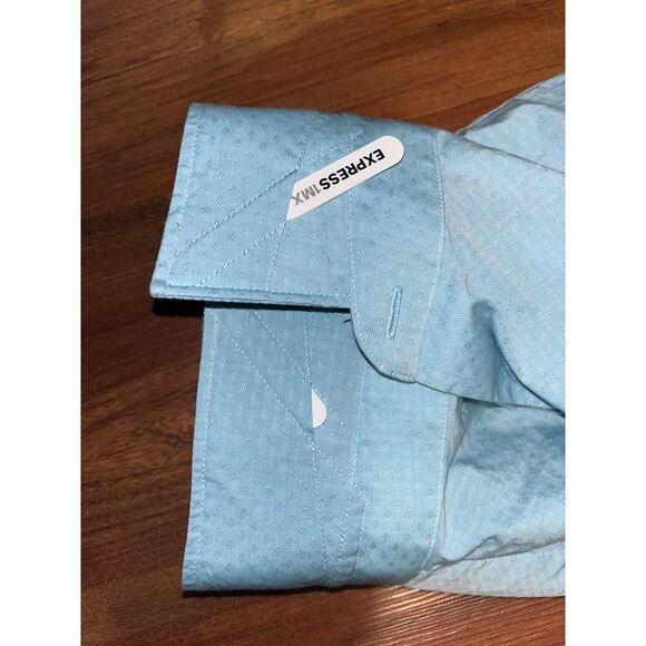 Express Men's 1MX Blue Button Up Collard Long Sleeve Size Medium - Picture 6 of 7